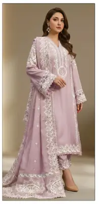 3 Pcs Women's Unstitched Embroidered Suit