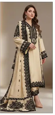 3 Pcs Women's Unstitched Embroidered Suit