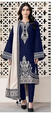 3 Pcs Women's Unstitched Embroidered Suit