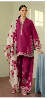 3 Pcs Women's Unstitched Embroidered Suit