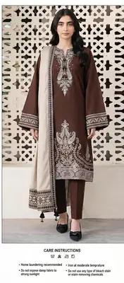 3 Pcs Women's Unstitched Embroidered Suit