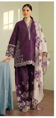 3 Pcs Women's Unstitched Embroidered Suit
