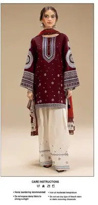 3 Pcs Women's Unstitched Embroidered Suit