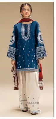 3 Pcs Women's Unstitched Embroidered Suit