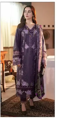 3 Pcs Women's Unstitched Embroidered Suit