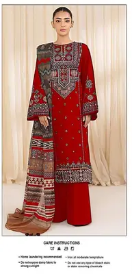 3 Pcs Women's Unstitched Embroidered Suit