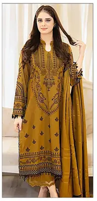 3 Pcs Women's Unstitched Embroidered Suit