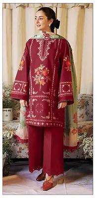 3 Pcs Women's Unstitched Embroidered Suit