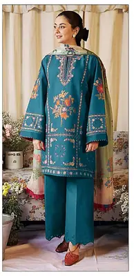 3 Pcs Women's Unstitched Embroidered Suit