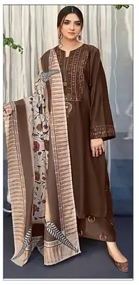 3 Pcs Women's Unstitched Embroidered Suit