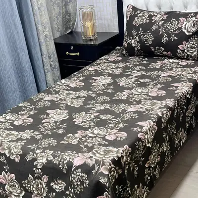 2 Pcs Crystal Cotton Printed Single Bedsheet