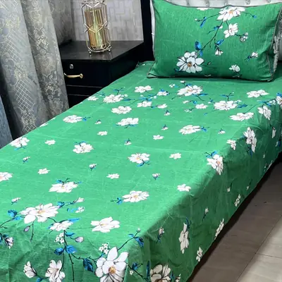 2 Pcs Crystal Cotton Printed Single Bedsheet