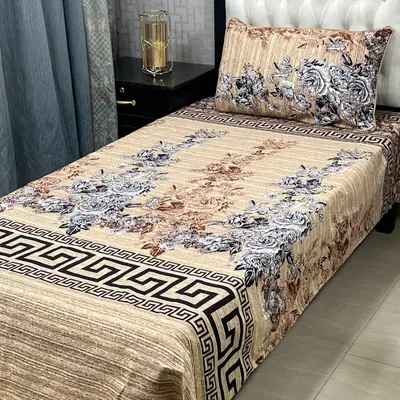 2 Pcs Crystal Cotton Printed Single Bedsheet