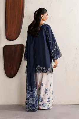 3 Pcs Women's Stitched Cotton Embroidered Suit thumbnail 3