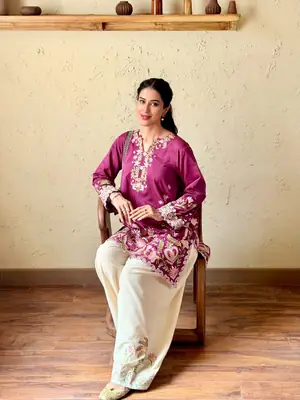 3 Pcs Women's Stitched Cotton Embroidered Suit thumbnail 3