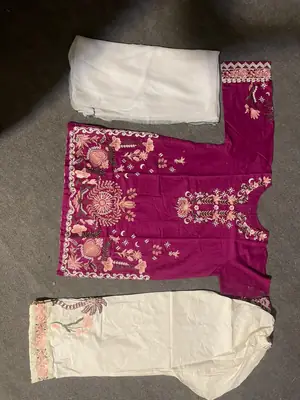 3 Pcs Women's Stitched Cotton Embroidered Suit thumbnail 4