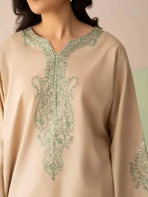 3 Pcs Women's Stitched Cotton Embroidered Suit thumbnail 3