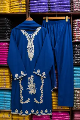 3 Pcs Women's Stitched Linen Embroidered Suit thumbnail 7