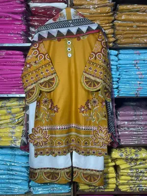 3 Pcs Women's Stitched Cotton Embroidered Suit thumbnail 6