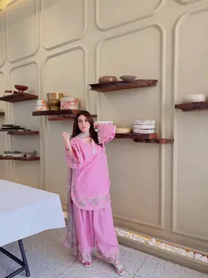 3 Pcs Women's Stitched Cotton Embroidered Suit