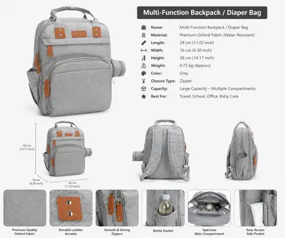 Multi-Function Baby Diaper Backpack / Travel Backpack