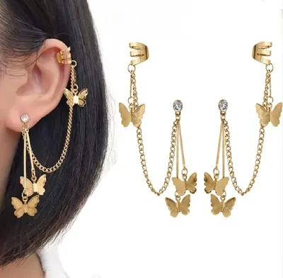 Gold Plated Butterfly Necklace Set for Women thumbnail 3