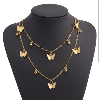 Gold Plated Butterfly Necklace Set for Women thumbnail 4