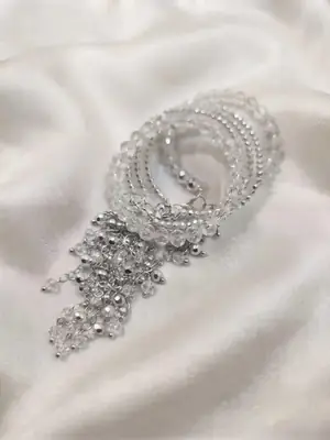 6 Pcs Modern Design Silver Plated Crystal Chain Bracelet thumbnail 7