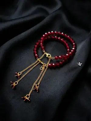 2 Pcs Modern Design Gold Plated Crystal Chain Bracelet thumbnail 3