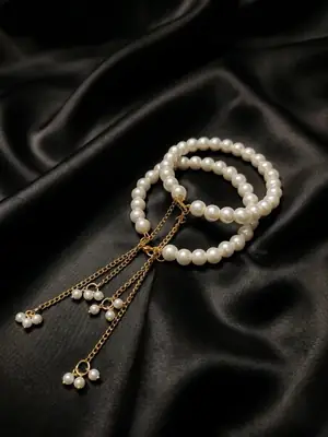 2 Pcs Modern Design Gold Plated Crystal Chain Bracelet thumbnail 5