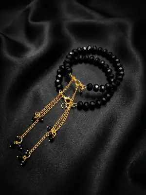 2 Pcs Modern Design Gold Plated Crystal Chain Bracelet thumbnail 6