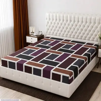 Terry Cotton Printed Double Bed Mattress Cover