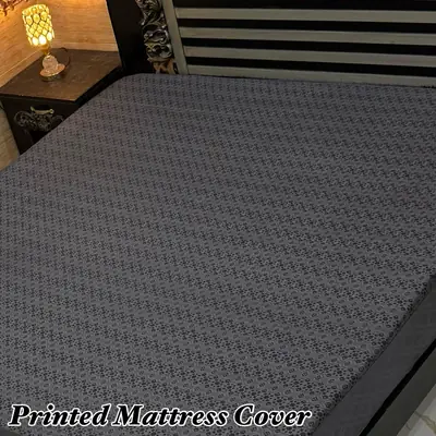 Terry Cotton Printed Double Bed Mattress Cover thumbnail 2
