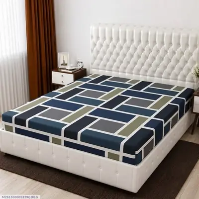 Terry Cotton Printed Double Bed Mattress Cover