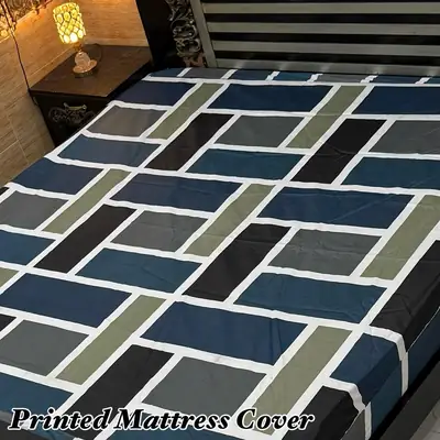 Terry Cotton Printed Double Bed Mattress Cover thumbnail 2