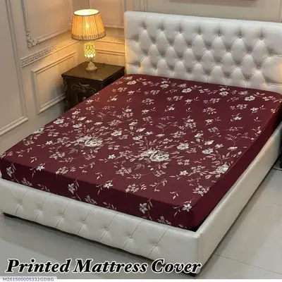 Terry Cotton Printed Double Bed Mattress Cover