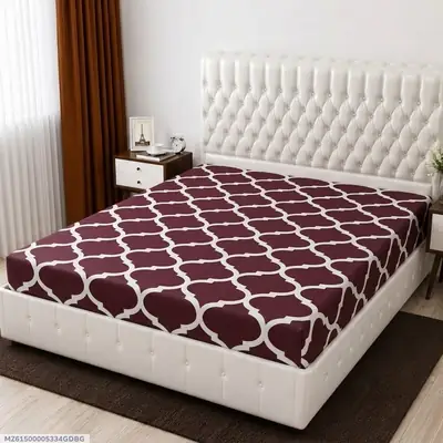 Terry Cotton Printed Double Bed Mattress Cover
