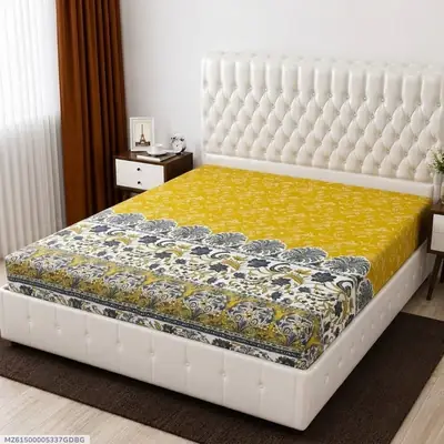 Terry Cotton Printed Double Bed Mattress Cover