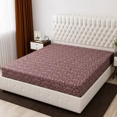 Terry Cotton Printed Double Bed Mattress Cover