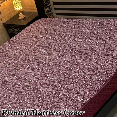 Terry Cotton Printed Double Bed Mattress Cover thumbnail 2