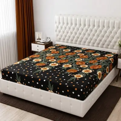 Terry Cotton Printed Double Bed Mattress Cover