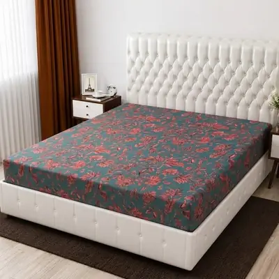 Terry Cotton Printed Double Bed Mattress Cover