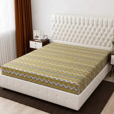 Terry Cotton Printed Double Bed Mattress Cover
