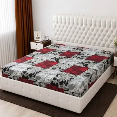 Terry Cotton Printed Double Bed Mattress Cover