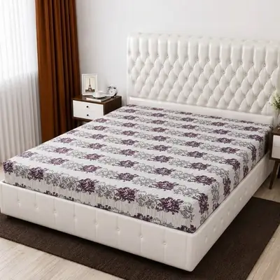 Terry Cotton Printed Double Bed Mattress Cover