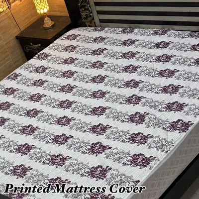 Terry Cotton Printed Double Bed Mattress Cover thumbnail 2