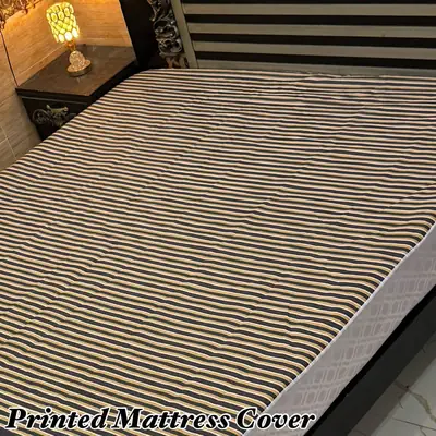 Terry Cotton Printed Double Bed Mattress Cover thumbnail 2
