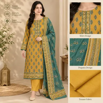 Elegant 3 Pcs khaddar Women's Unstitched Digital Print Suit