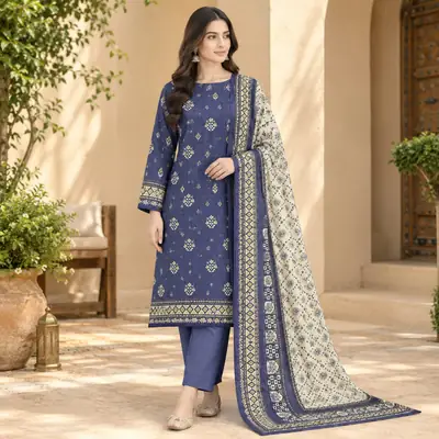 Elegant 3 Pcs khaddar Women's Unstitched Digital Print Suit