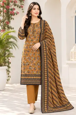 Elegant 3 Pcs khaddar Women's Unstitched Digital Print Suit